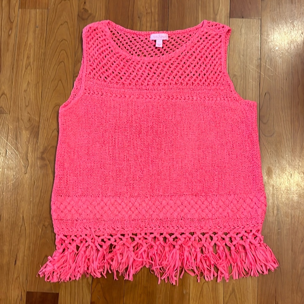 Lilly Pulitzer Pink Sleeveless Sweater Top Size L